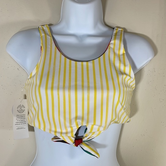 NWT. Treasure and Bond Girl’s 16 Reversible Tie-Dye & Stripe Bikini Top. - Picture 2 of 10